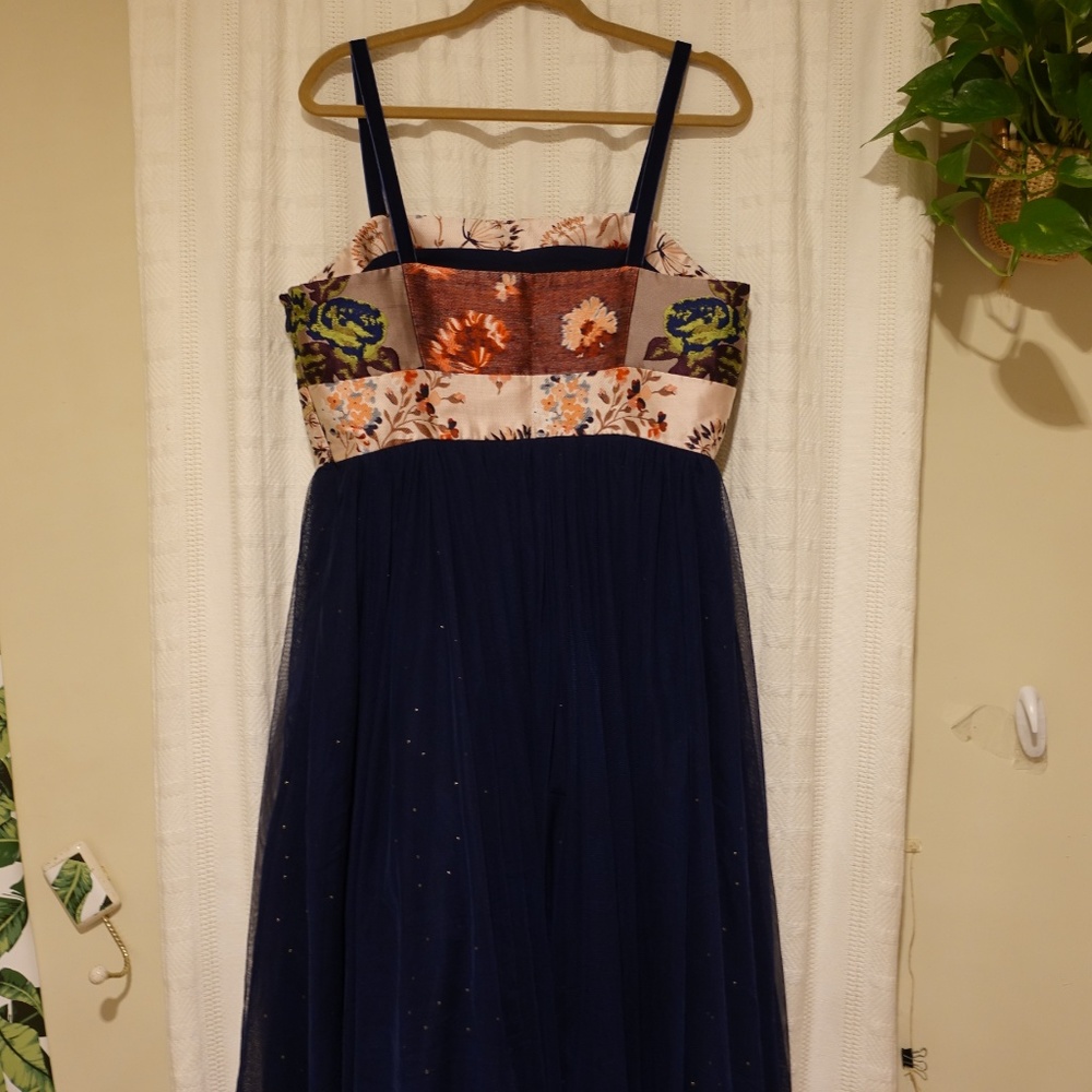 Anthropologie Blooming Sapphire Silk Wrap Dress - Picture 4 of 8